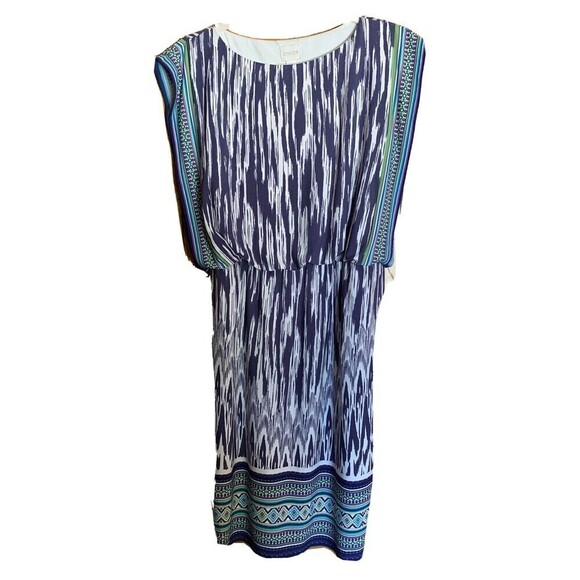 Chico's Womens Size Small Multicolor Boho Print Blouson Stretch Dress - Picture 1 of 5